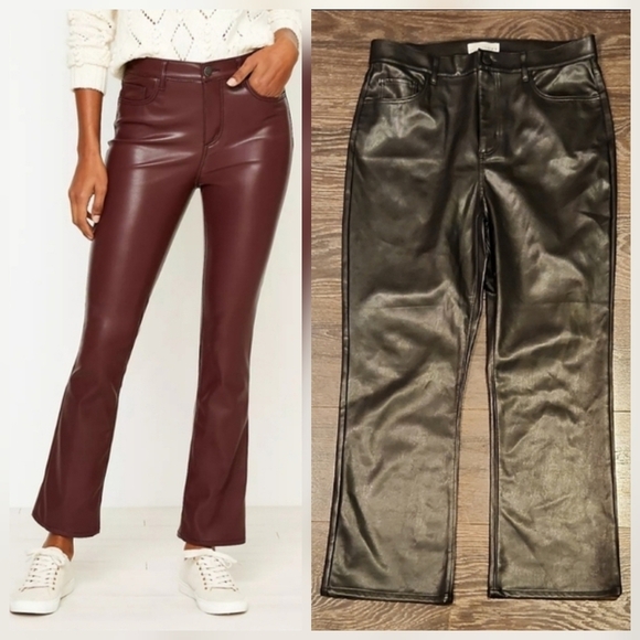 LOFT Denim - ❤️ NWOT! LOFT VEGAN LEATHER HIGH RISE CROP FLARE JEANS IN BLACK